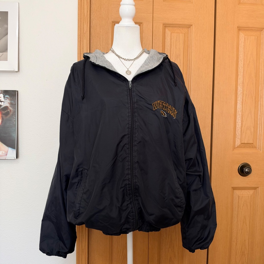 VTG Steve & Barrys Western Michigan University Windbreaker Jacket Black WMU XL